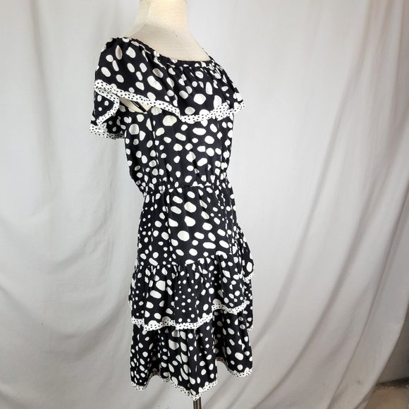 MARC JACOBS Black and White Polka Dot Ruffled Silk Dress - Size 4 - Picture 3 of 10